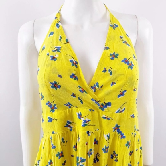 O'NEILL Women's Floral Spaghetti Strap Midi Cover Up Dress Bright Lemon/Size: XL - Picture 5 of 16
